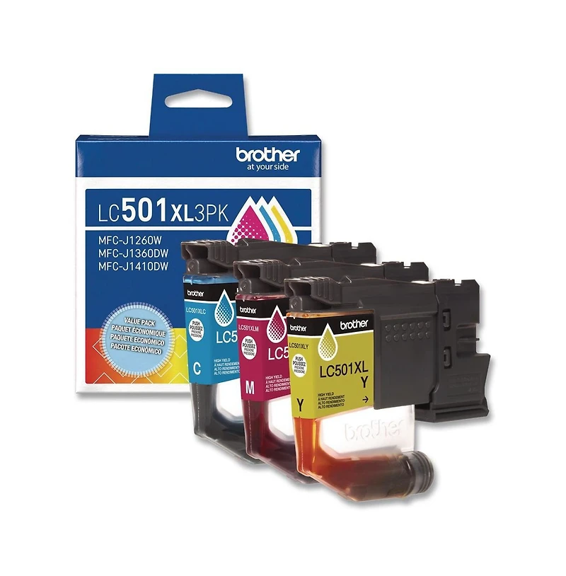 Brother LC501XL3PKS 500 Page-Yield High-Yield Ink - Cyan/Magenta/Yellow (3/Pack