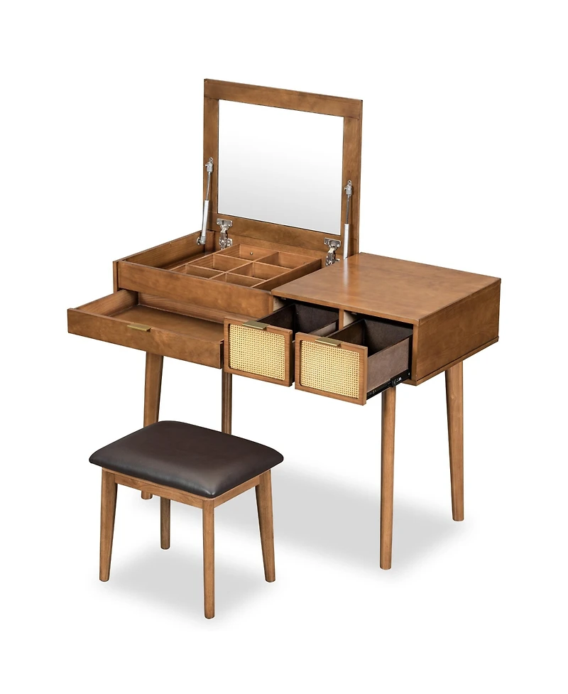 Streamdale Furniture Versatile Makeup Vanity Table with Hidden Mirror & Ample Storage