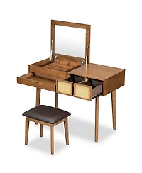 Streamdale Furniture Versatile Makeup Vanity Table with Hidden Mirror & Ample Storage