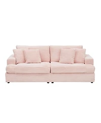 Streamdale Furniture 79" Pink Corduroy Sofa with Toss Pillows