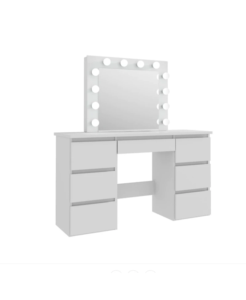 Streamdale Furniture Streamdale Large White Vanity Tables with Mirror and Light