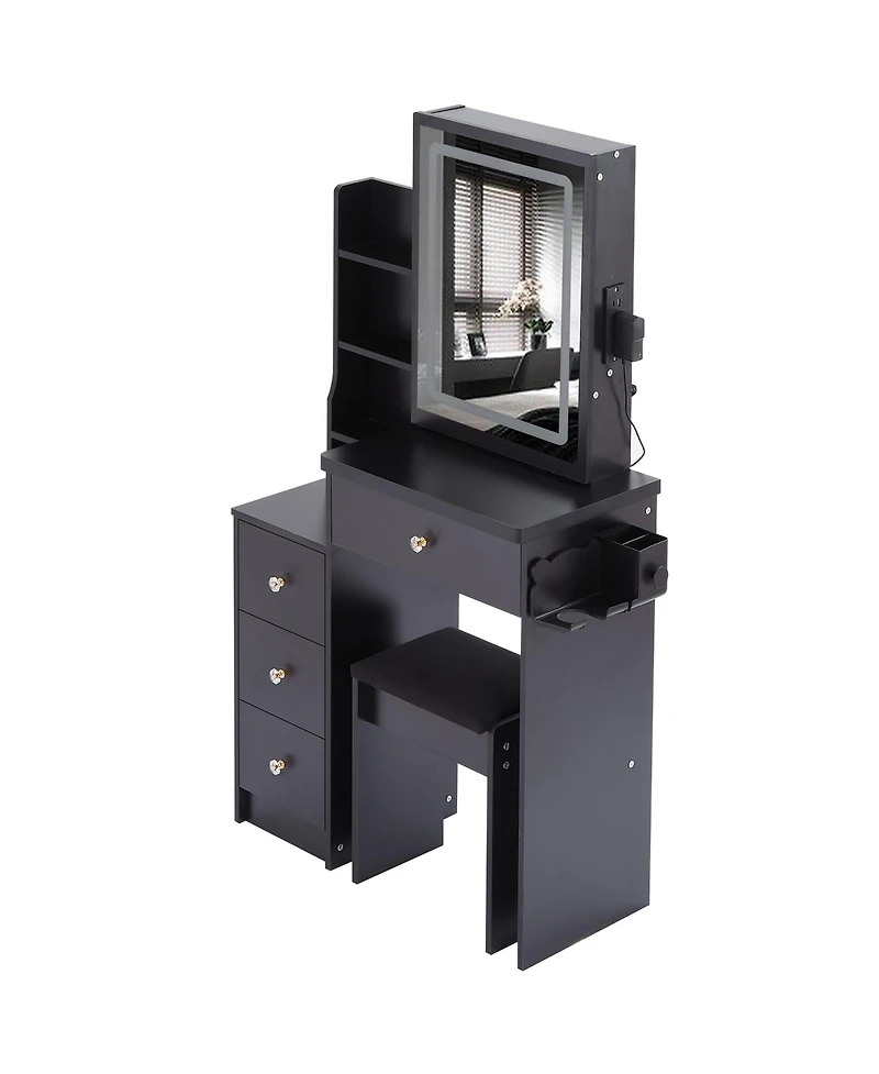 Streamdale Furniture Streamdale Vanity Table, Stool, and Led Mirror with Power Station