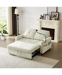 Streamdale Furniture Modern Loveseat Sofa Bed with Pull-Out, Storage, and Ports