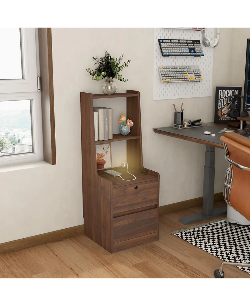 Streamdale Furniture Smart Nightstand with Charging, Lighting, and Storage