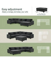 Streamdale Furniture 6-Seat U-Shaped Sectional Sofa with Ottoman, Storage, and Charging Ports