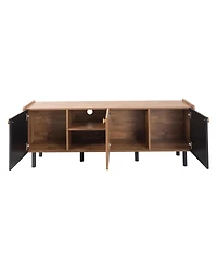 Streamdale Furniture Mid Century Tv Console 3 Cabinets, up to 70" TVs, Storage for Living/Bedroom