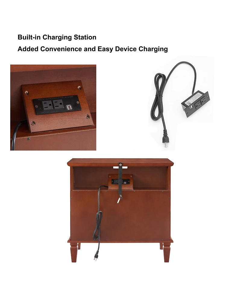 Streamdale Furniture Nightstand with Charging Station and Drawers