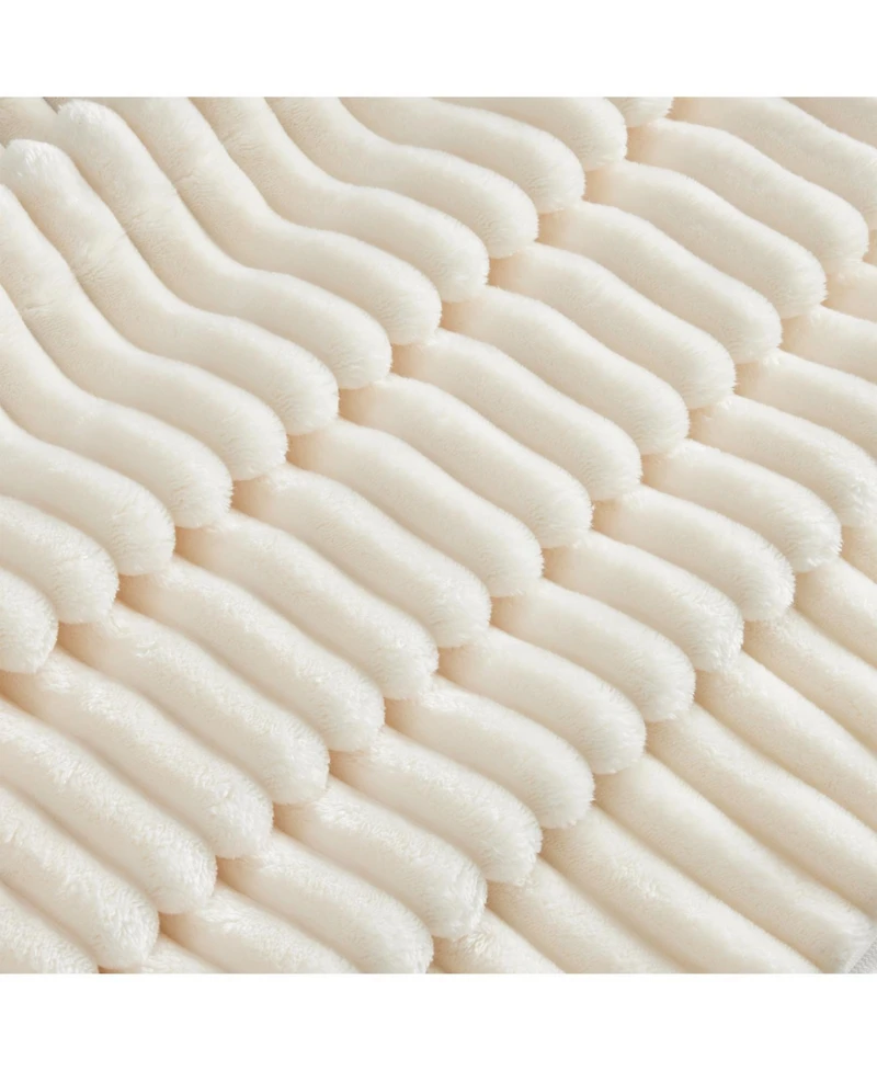 Streamdale Furniture Slipcovered Sectional 2-Seater with Convertible Ottoman and Soft Pillows, Corduroy Fabric, Cream