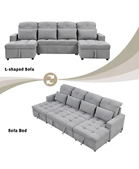 Streamdale Furniture Oversized Sectional Sofa Bed with Storage and Usb Ports