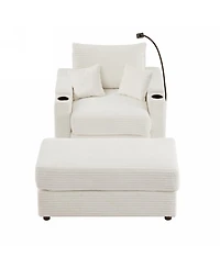 Streamdale Furniture Modern Sofa Couch w/ Ottoman Usb Cup Holders