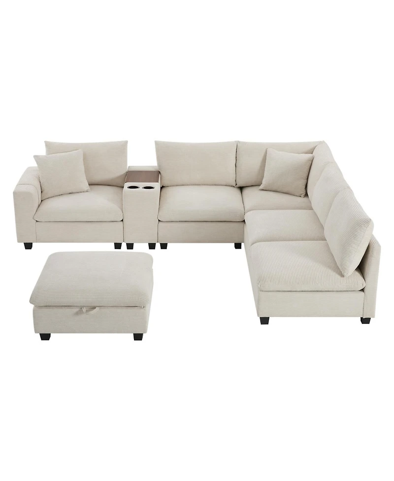 Streamdale Furniture 140" Modular Sectional Sofa w/ Ottoman Storage & Usb