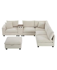 Streamdale Furniture 140" Modular Sectional Sofa w/ Ottoman Storage & Usb
