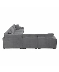 Streamdale 106" L-Shaped Corduroy Sectional Sofa with Storage and Conveniences