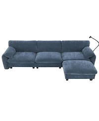 Streamdale Furniture 108" Modular Sectional Sofa Wide Seat Usb Charger Ottoman