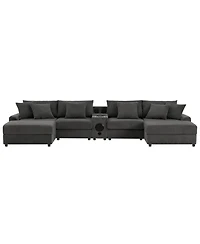Streamdale Furniture Sectional Sofa with Bluetooth Usb Storage & Ottoman