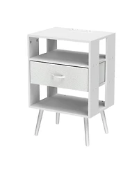 Streamdale Furniture Nightstand with Charging Led & Fabric Drawers