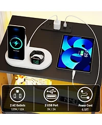 Streamdale Furniture Nightstand with Charging Led & Fabric Drawers