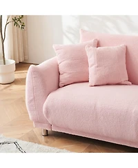 Streamdale Furniture Pink Teddy Fleece Sofa with Pillows
