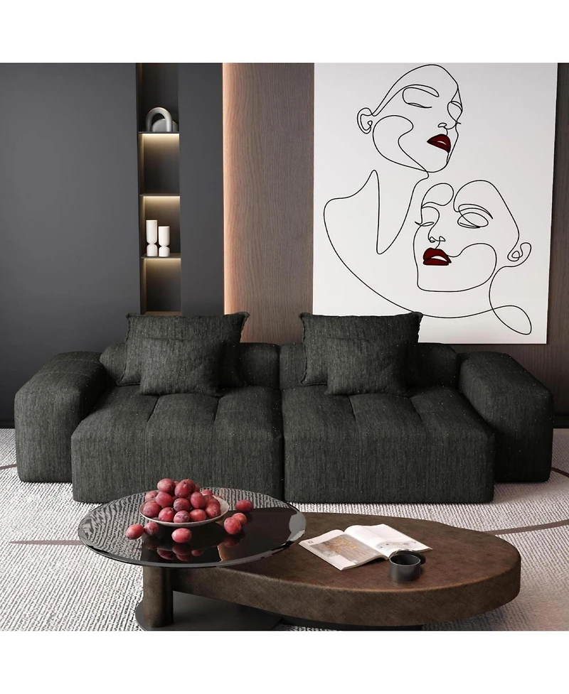 Streamdale Furniture Modern Oversized Modular Sectional Sofa Chenille Fabric Black