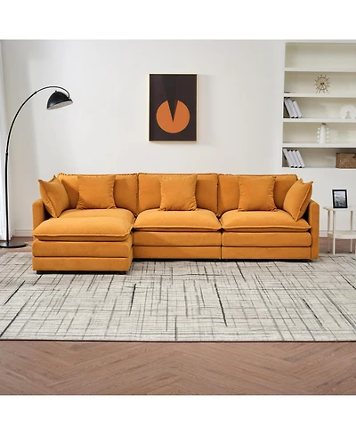 Streamdale Furniture Chenille Cloud Modular Sofa (Orange 110" L-Shape)