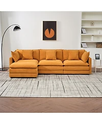 Streamdale Furniture Chenille Cloud Modular Sofa (Orange 110" L-Shape)