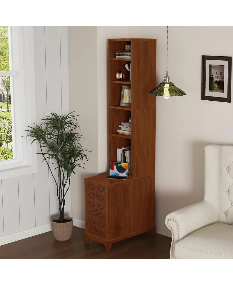 Streamdale Furniture End Table with 3 Drawers & 4 Shelves