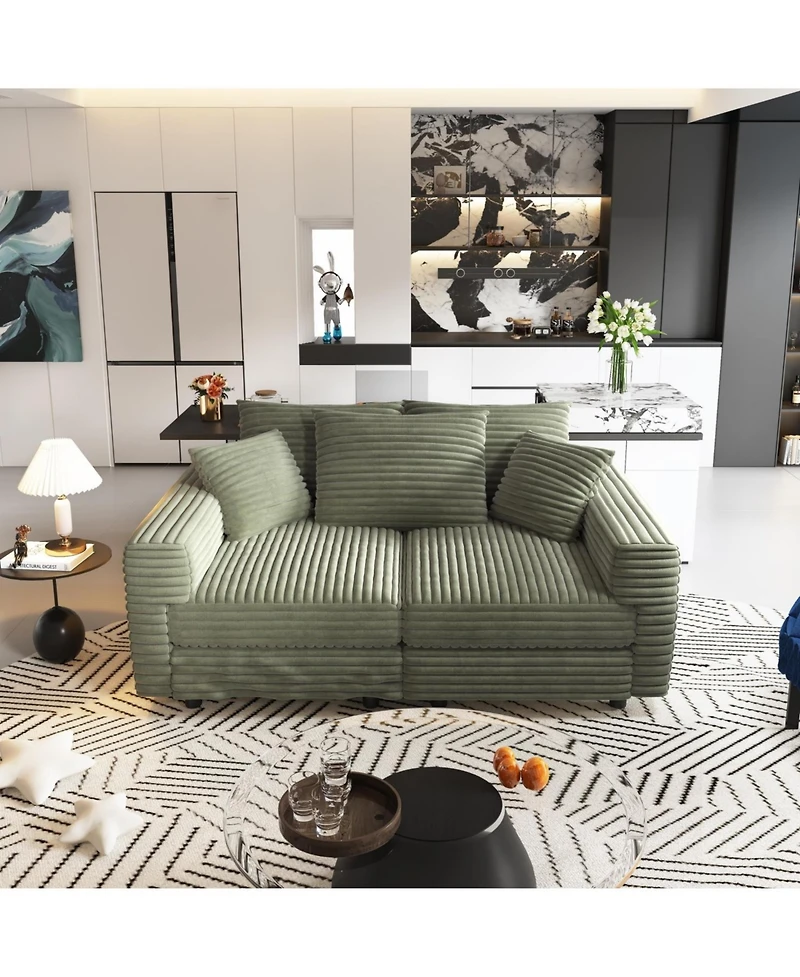 Streamdale Furniture + 3-Seat + Corduroy + Modern Comfy Cloud + Sofa