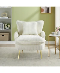Streamdale Furniture Beige Corduroy Accent Chair - Apartment/Office/Living Room