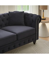Streamdale Furniture Modern Velvet Chesterfield Sofa with Nailhead Arms