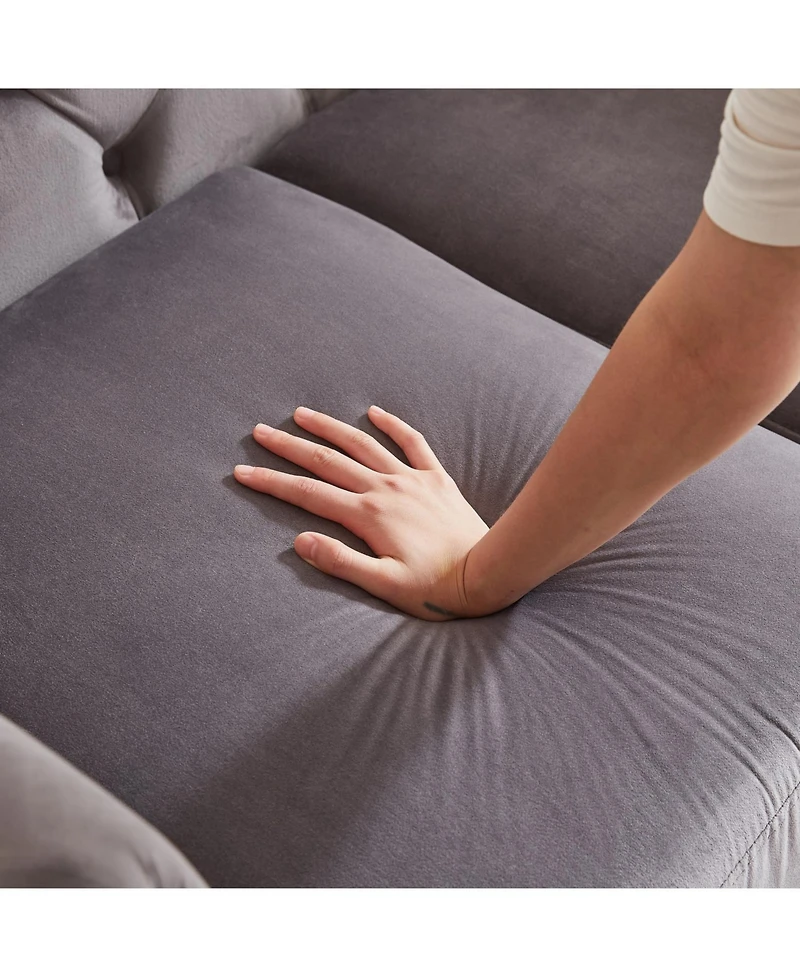 Streamdale Furniture Velvet 3+3 Seater Sofa with Wood Frame & Metal Feet