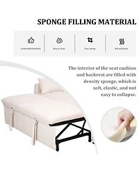 Streamdale Furniture 61" Fabric Sofa Bed with Storage Pockets & Adjustable Back