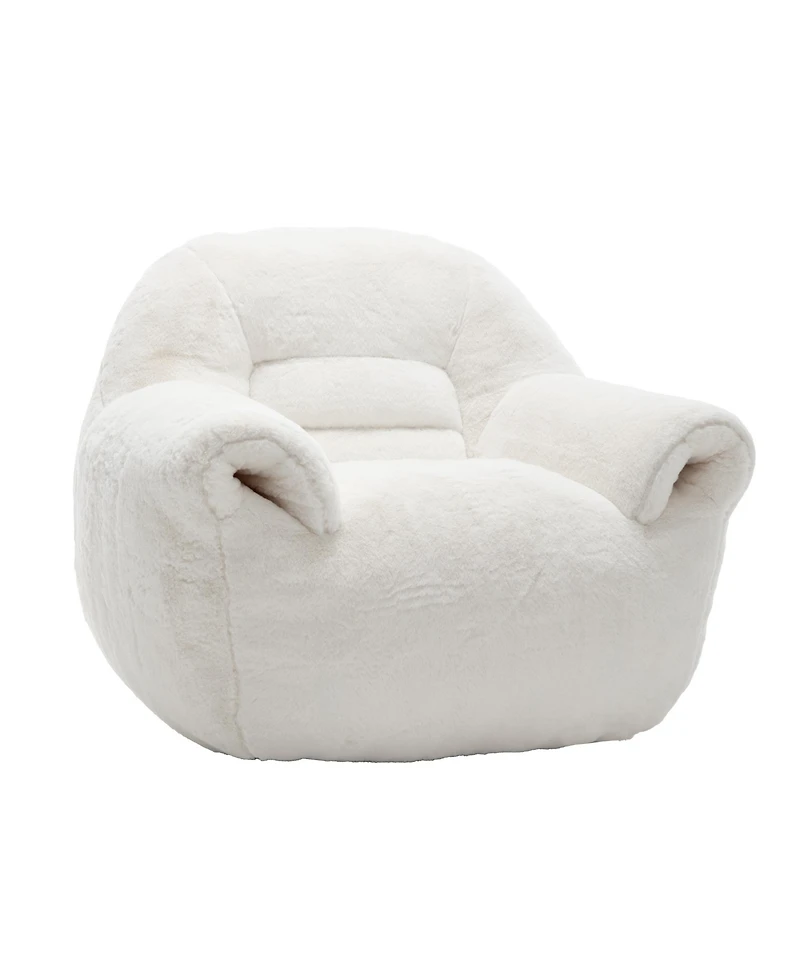 Streamdale Furniture Comfy White Faux Fur Bean Bag Chair Sofa for Adults & Kids