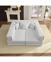 Streamdale Oversized Modular Sectional Sofa Couch Set with 6 Pillows - White