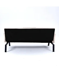 Streamdale 70" Cotton Linen Sofa Bed- Foldable, Cup Holder, Side Storage