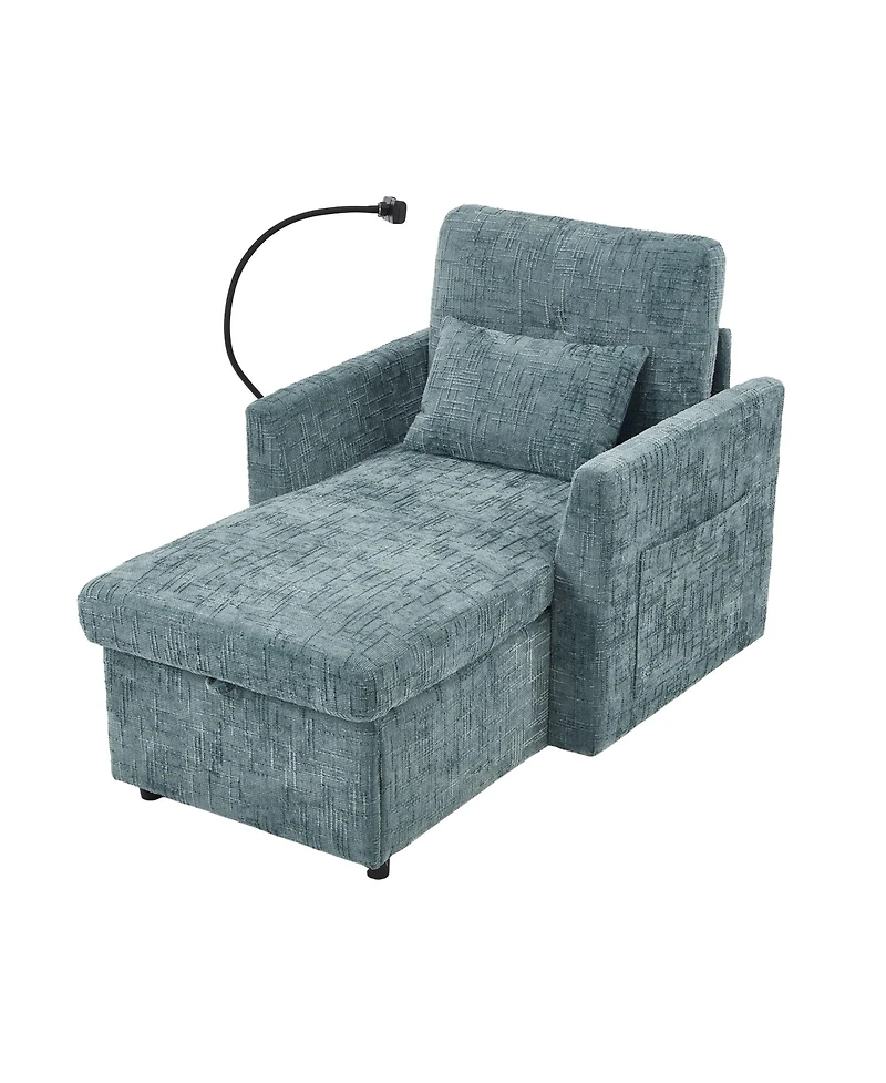 Streamdale Furniture Multifunctional Chenille Recliner Sofa with Storage & Phone Bracket