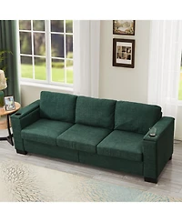 Streamdale Furniture Modern Green Sofa with Cup Holder & Storage