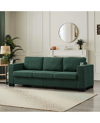 Streamdale Furniture Modern Green Sofa with Cup Holder & Storage