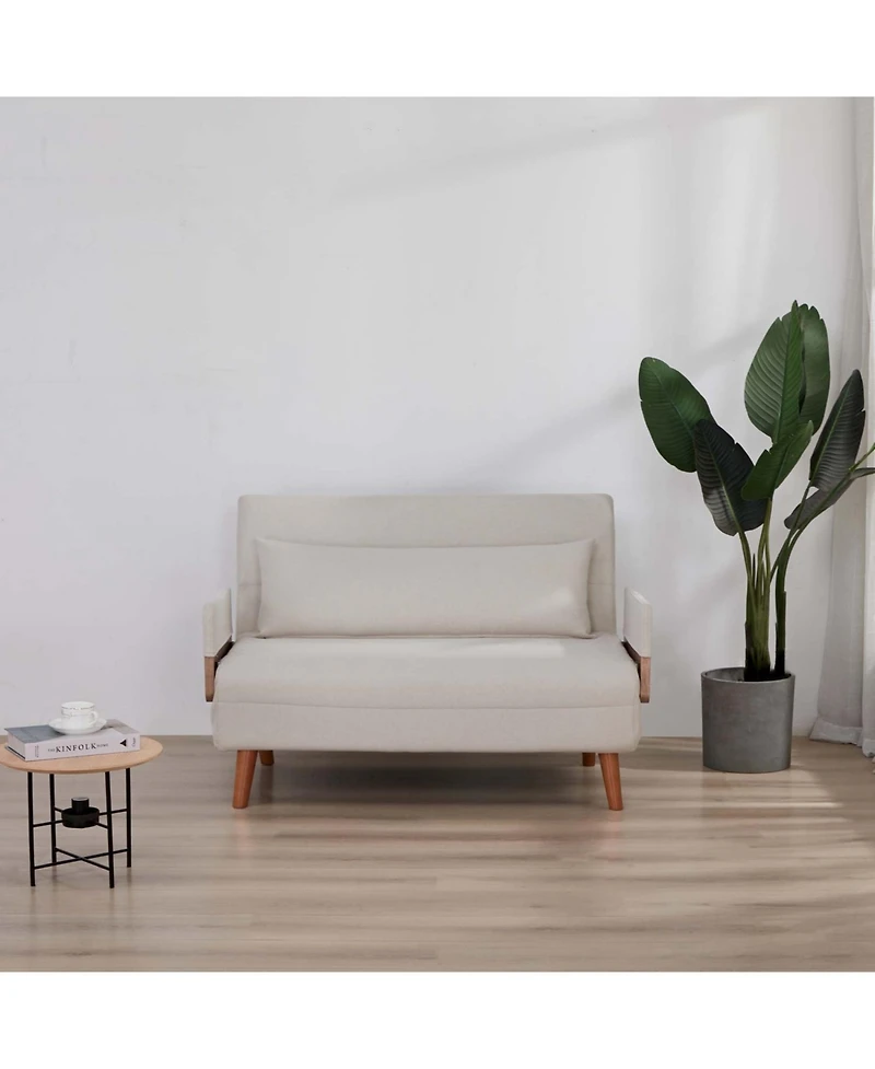 Streamdale Furniture Extra Wide 3-in-1 Loveseat Sofa Bed - Adjustable Back, Linen Fabric