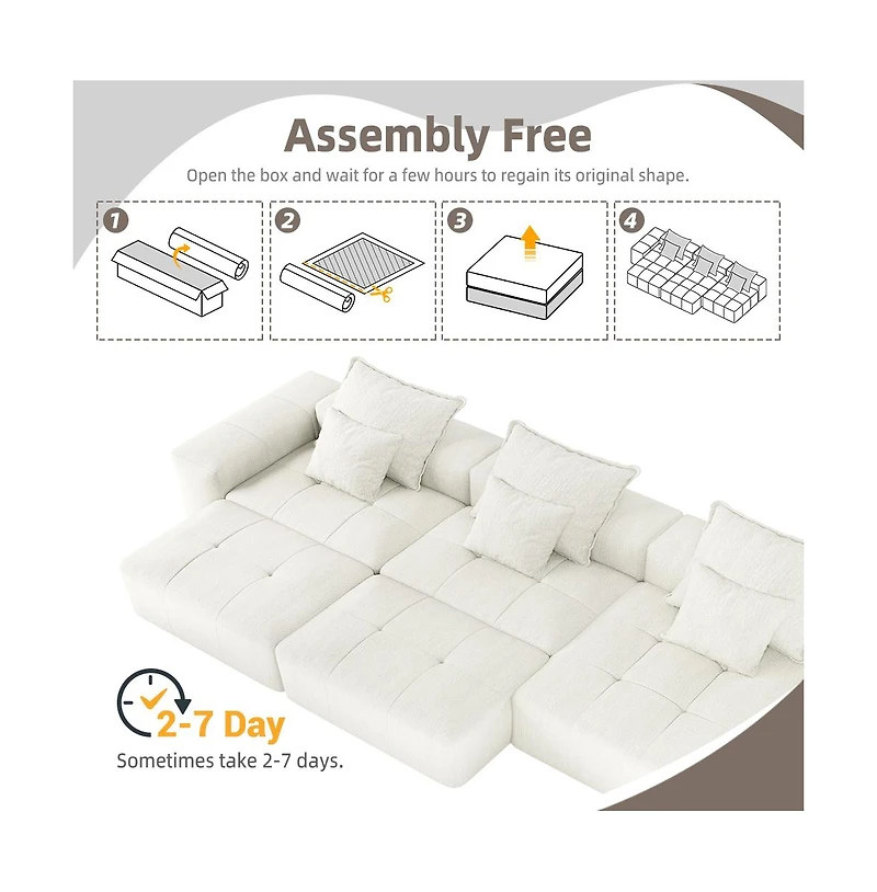 Streamdale Furniture Modern Chenille Sectional Sofa with 6 Pillows