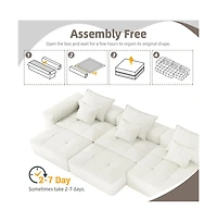 Streamdale Furniture Modern Chenille Sectional Sofa with 6 Pillows