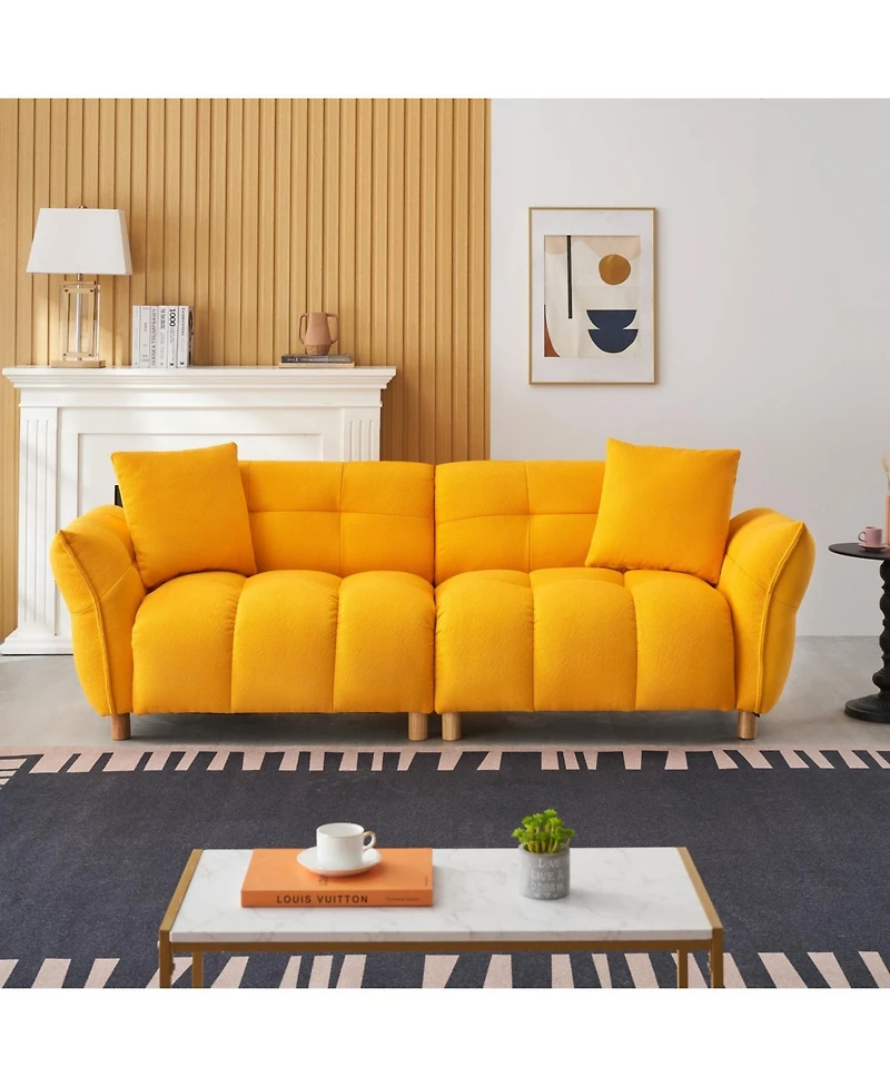 Streamdale Furniture Teddy Sofa (Yellow) w/ Pillows - Apartment/Office/Living Room