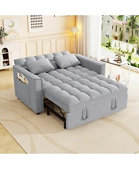 Streamdale Furniture Velvet Sleeper Sofa Couch Bed - Small Loveseat with Pillows - Gray