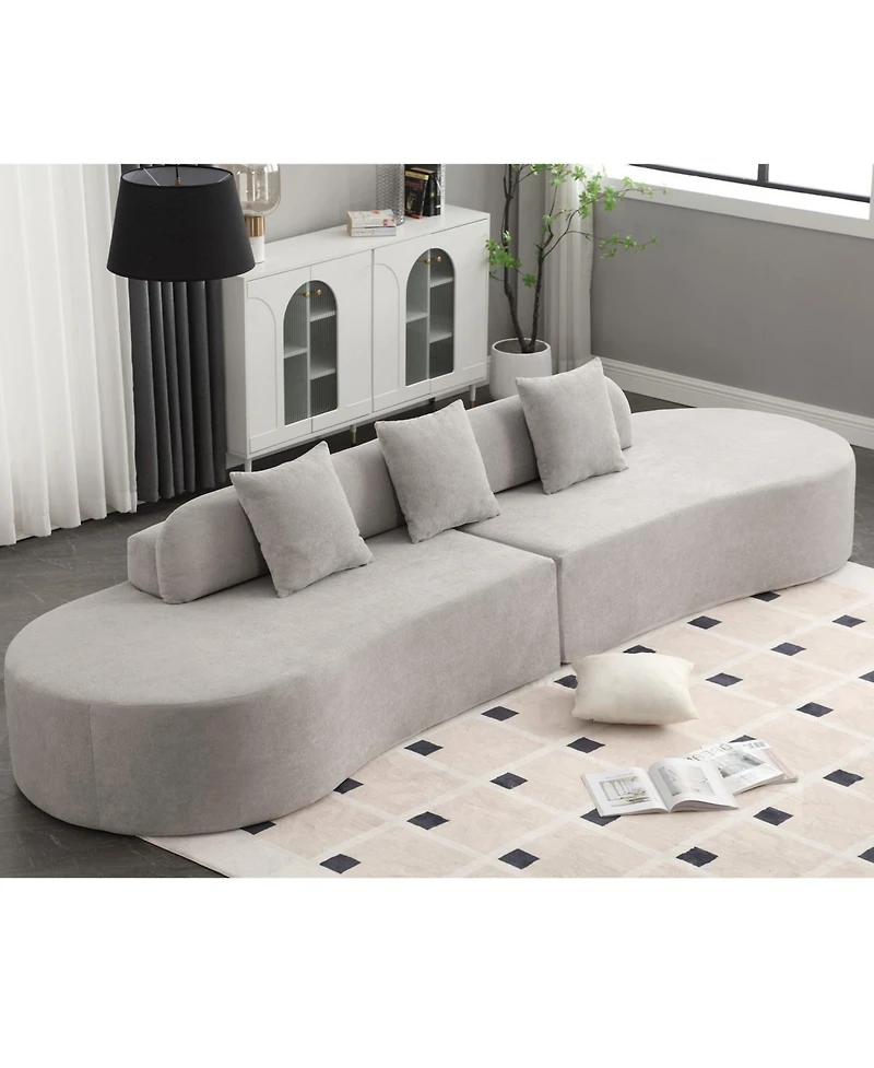 Streamdale Furniture Modern Curved Terrycloth Sofa w/ Pillows