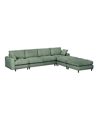 Streamdale Furniture Corduroy Modular Sectional Sofa, Olive Green 6 Seat