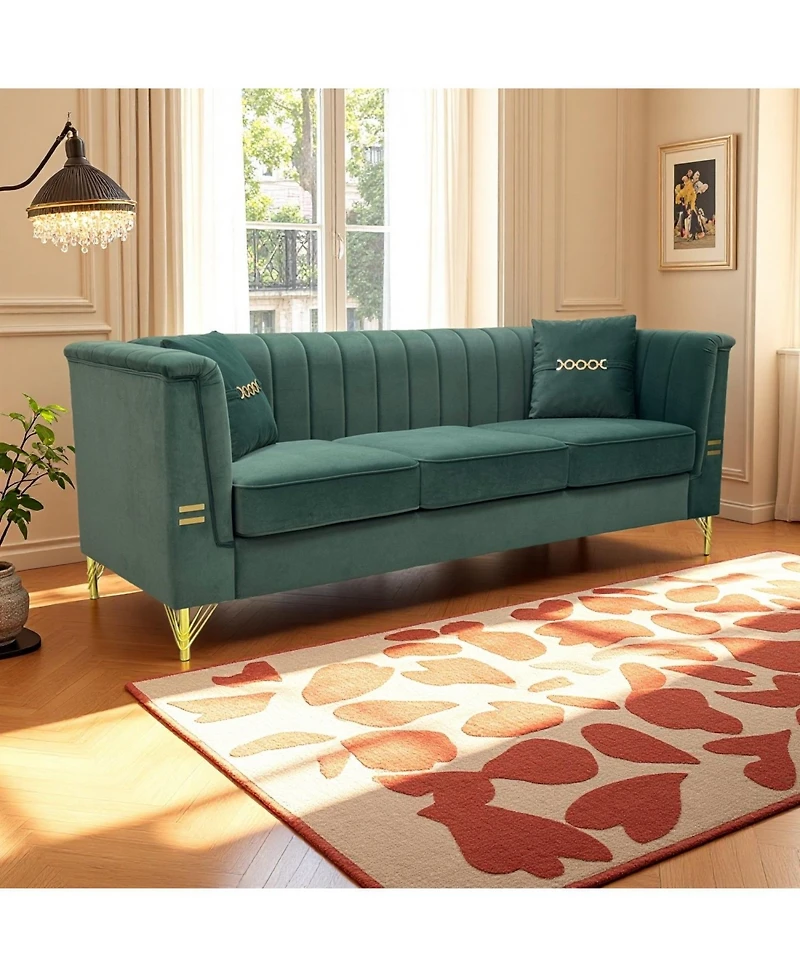 Streamdale Furniture Gold Leg Sherpa Sofa - Modern 3-Seater Couch