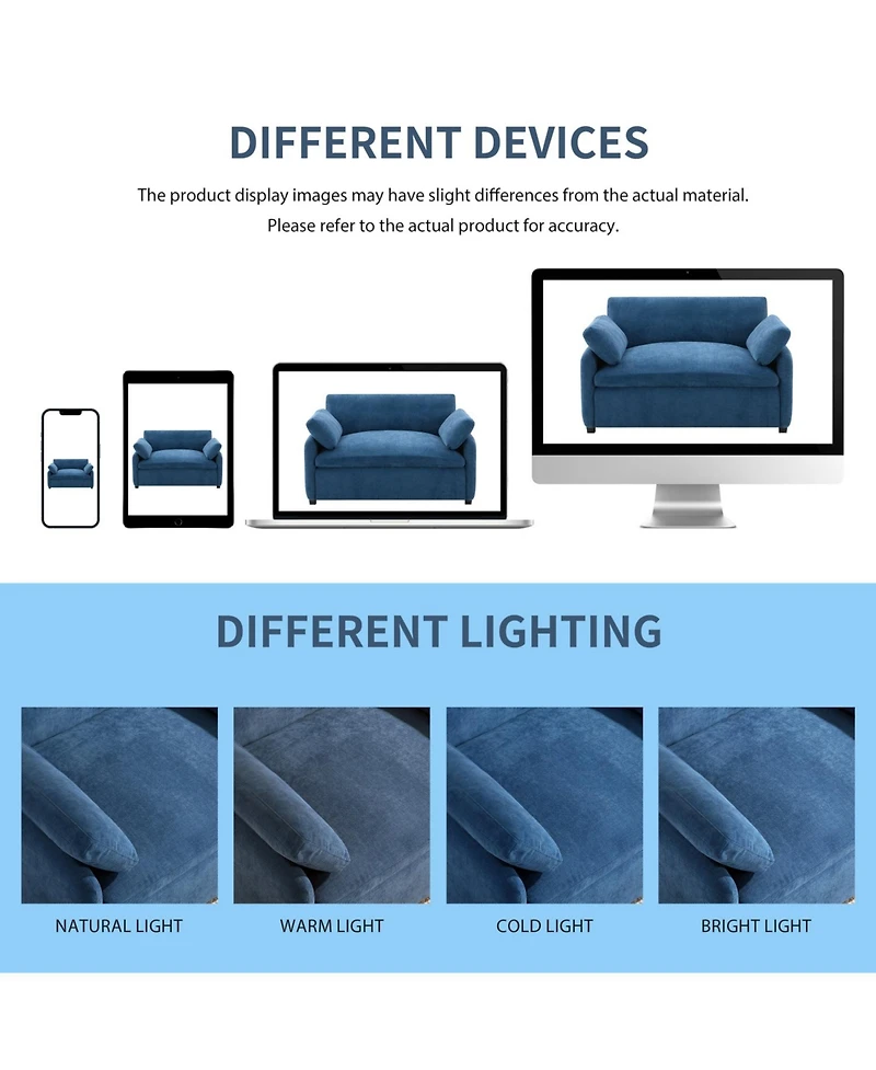 Streamdale Furniture Streamdale Oversized Chenille Sofa Chair - Wide Deep Seat