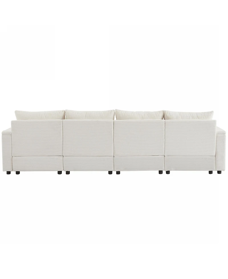 Streamdale Furniture 123" Modern Sectional Sofa w/ Storage, Ottomans, Usb, Cup & Phone Holders