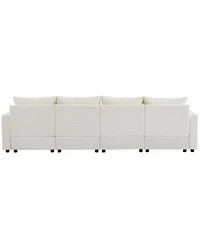 Streamdale Furniture 123" Modern Sectional Sofa w/ Storage, Ottomans, Usb, Cup & Phone Holders