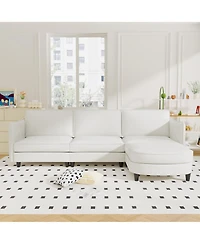 Streamdale Furniture Streamdale 107.8" 3 Seater L-Shaped Sofa Couch with Ottoman & Pockets