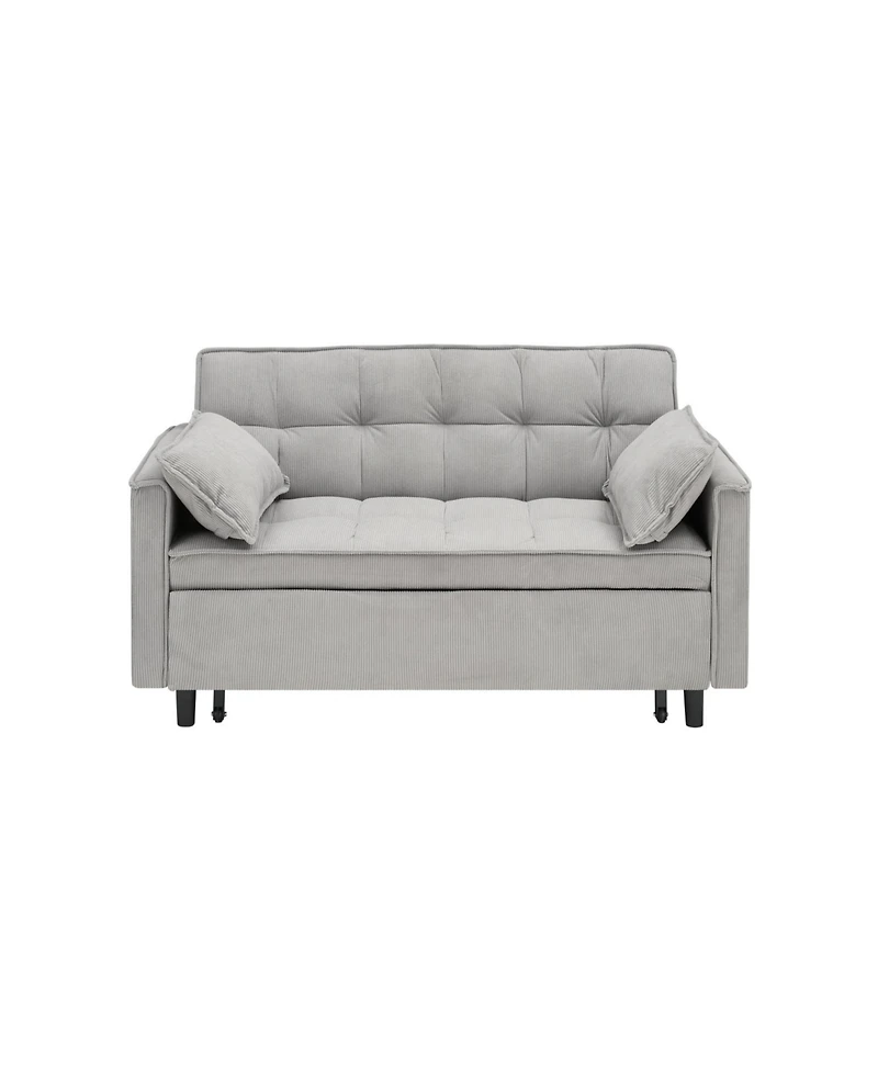 Streamdale Furniture Velvet Loveseat Futon Sofa Bed with Pillows & Pockets - Gray